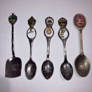 Vintage Collectible Souvenir Travel Spoons Oregon Seaside Eugene Coast Lot of 5